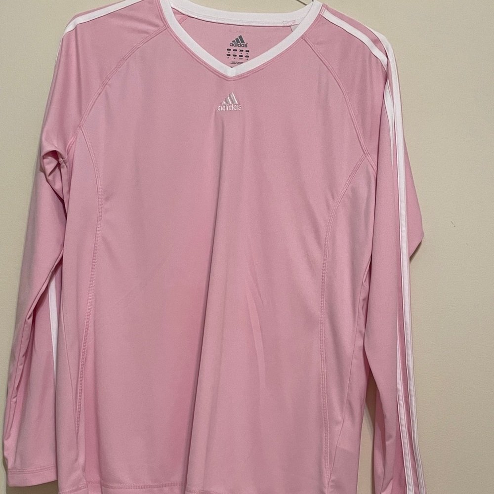 Adidas Pink V-Neck Long Sleeve Top 
                NEW!!!!